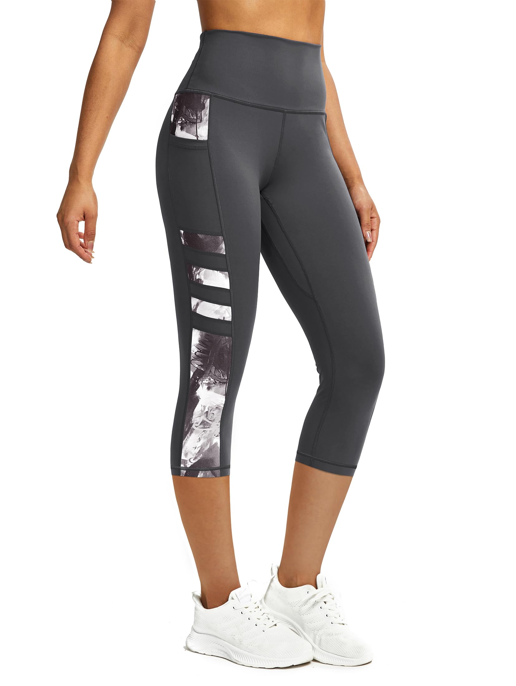 Legging de sport pour femme avec poches, opaque, taille haute, pantalon de fitness 3/4, pantalon de course, legging de gym