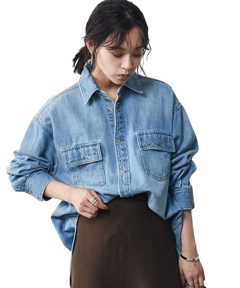 Amazon | [ニッセン] シャツ・ブラウス 大きいサイズ 綿100