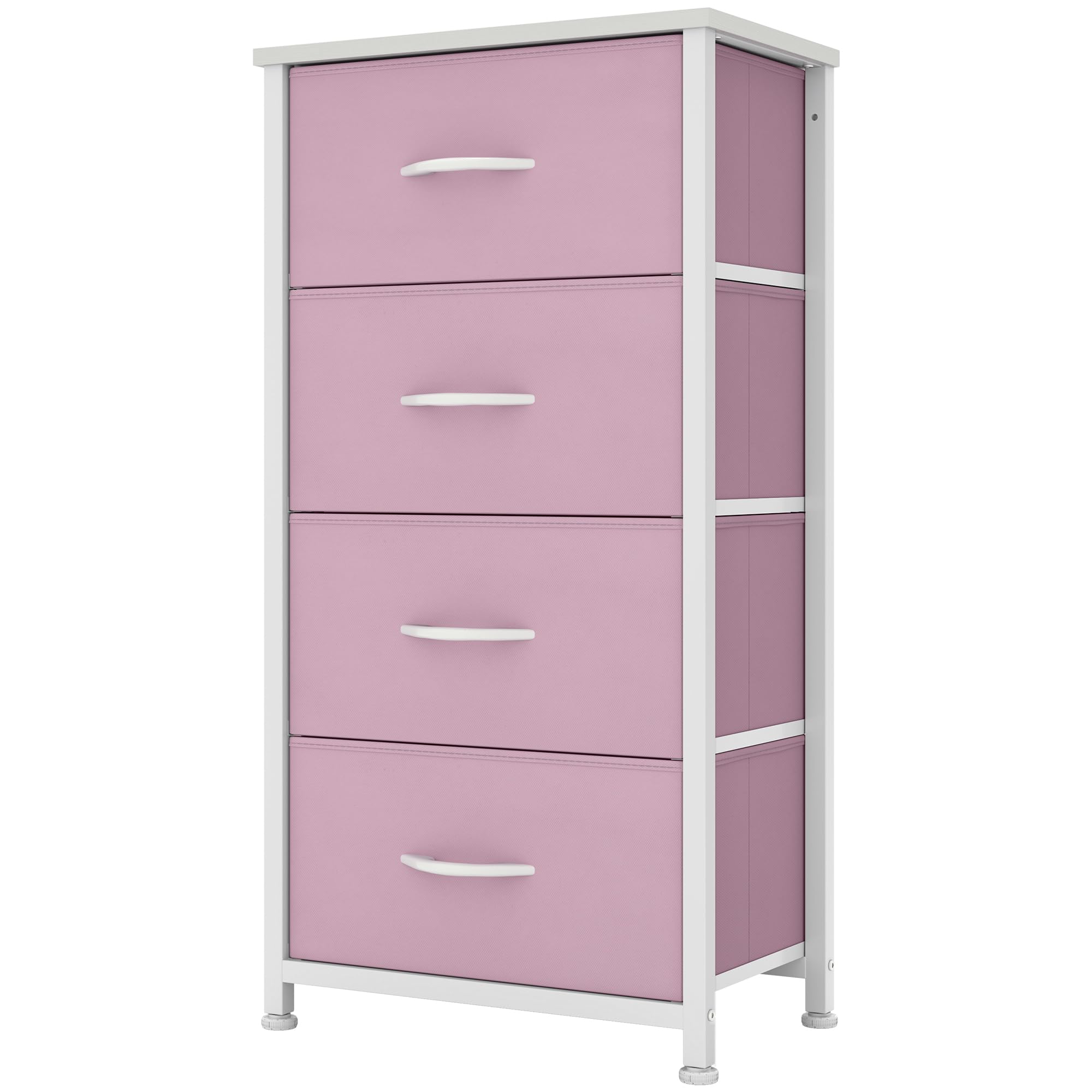 YITAHOME Small Chest of Drawers with 4 Drawers, Fabric Dressers with Easy Pull Handle,Sturdy Steel Frame,Storage Drawers for Bedroom,Pink