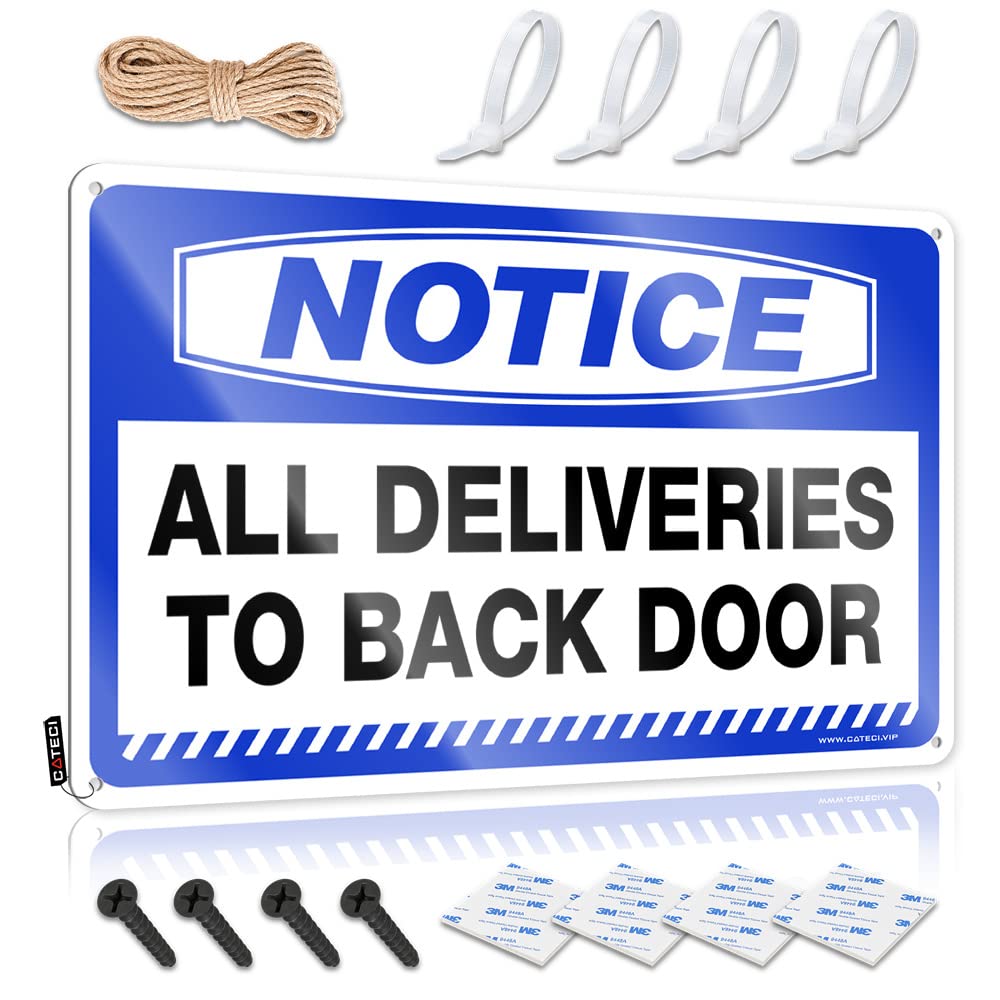 IBWNBBUSN Metal Beer Signs Notice All Deliveries To Back Door Left Arrow Tin Sign Bar Funny Signs Bar Signs For Man Cave(30X40CM)