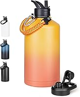 Vista 30 de Botella de agua aislada de 18 onzas con asa, botellas de agua de acero inoxidable 304 con boca ancha, botella de agua deportiva al vacío de doble