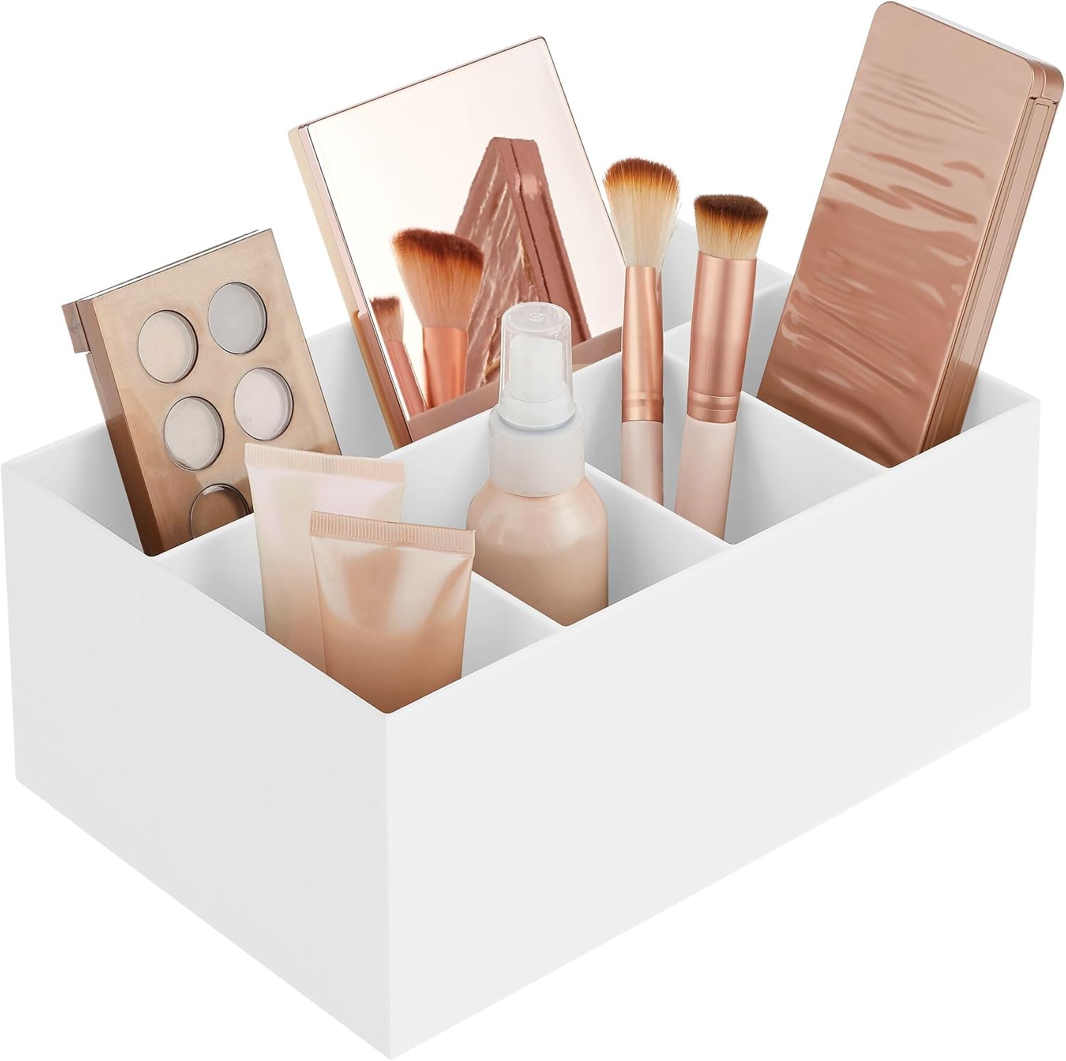 iDesign 5-Section Divided Vanity Organizer for Cosmetic Storage - White
