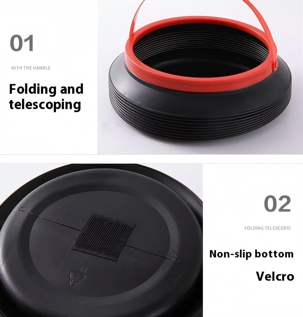 Collapsible Car Trash Bin, 23.5 cm Portable Waste Container with Lid, Black and Red - Image 7