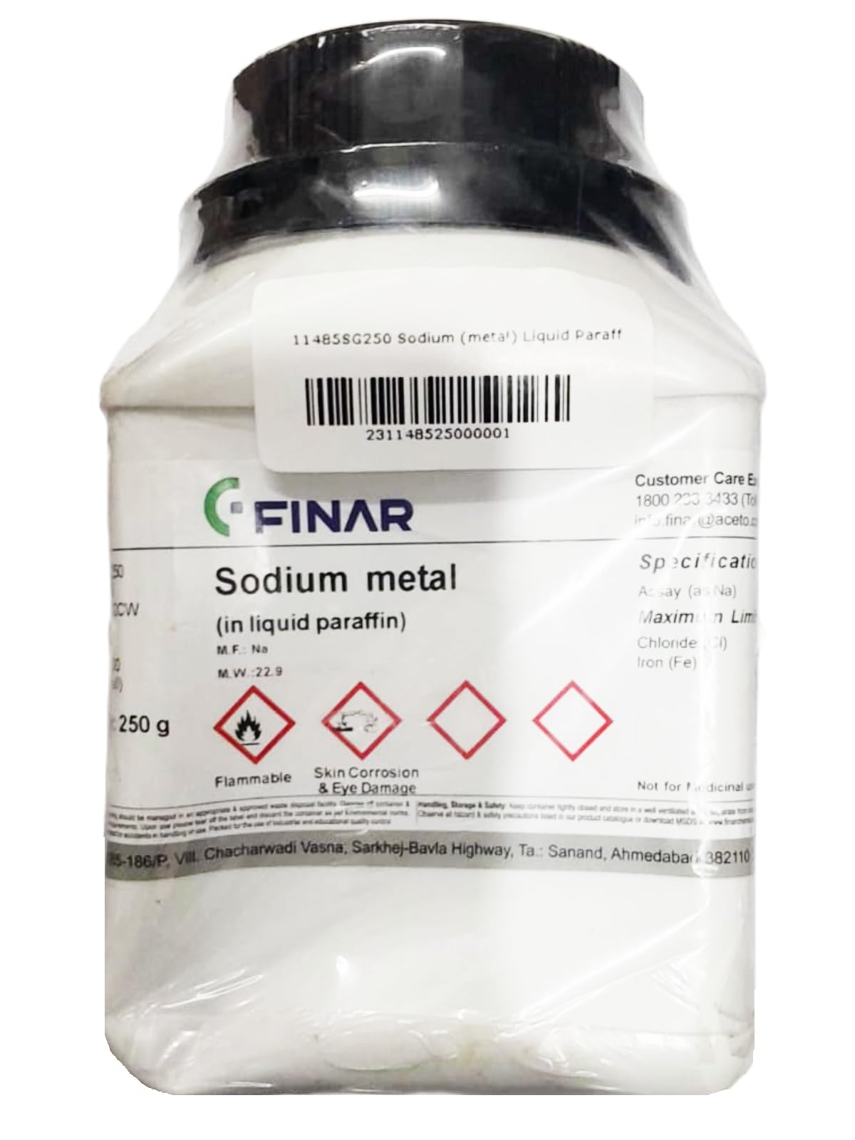 Finar Sodium Metal 250GM, CAS NO 7440-23-5, Molecular Weight :22.9, Shelf Life 60 months, Storage Room Temperature, for laboratory and industrial use (B0CJP52ZDT) Amazon Price History, Amazon Price Tracker