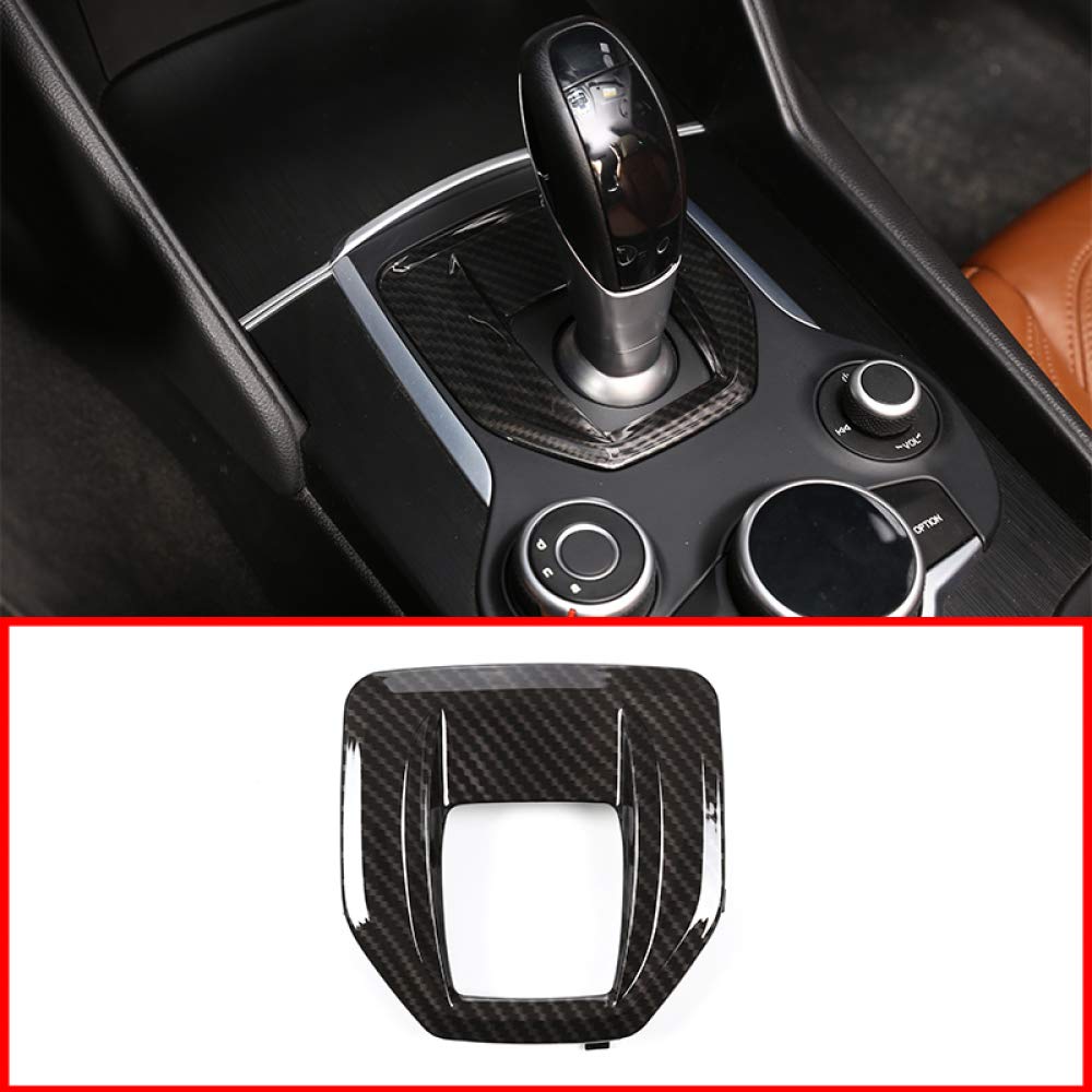 POOIEC Carbon Fiber ABS Plastic Interior Center Console Gear Shift Panel Cover Trim, for Alfa Romeo Giulia Stelvio 2017