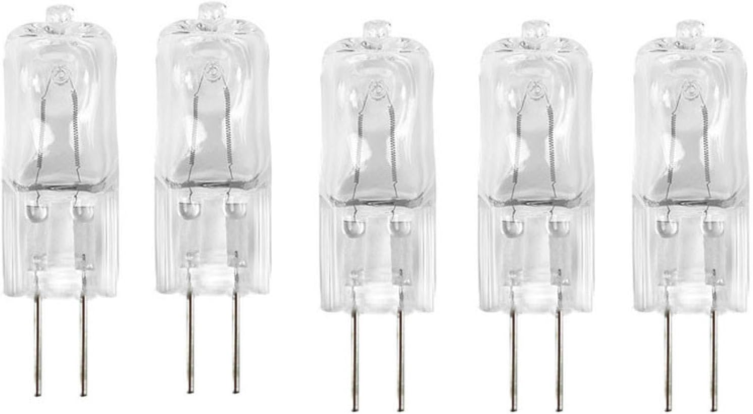5Pc Capsule G4 Halogen Bulbs 220V 50W Dimmable G4 Halogen Light Bulbs Clear Capsule Lamp Bulb Warm White for Cooker Hood,Crystal Chandelier,Landscape Lighting 20W