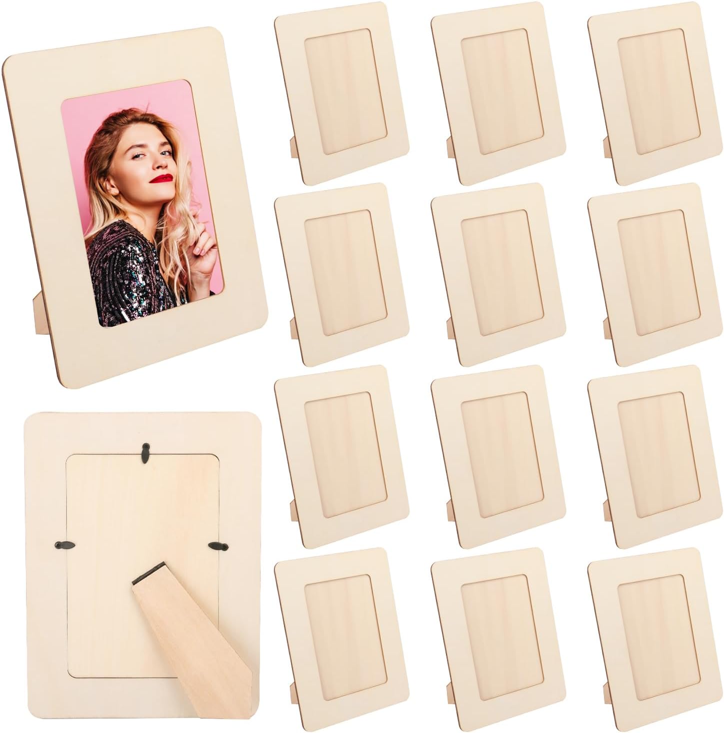 GNIEMCKIN 30 PCS 4.4 x 6.5 Inch Wooden Picture Frames, Unfinished Solid Wood Photo Frames for Crafts, Perfect for DIY Painting and Decorative Projects