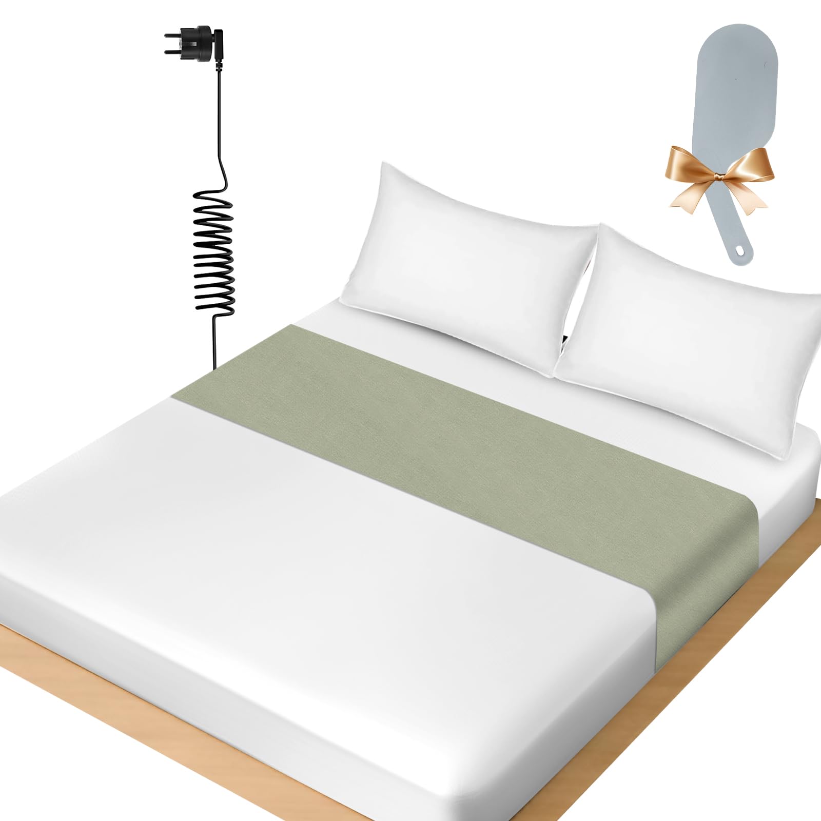 panthem Sábana de conexión a tierra universal Alfombrilla de conexión a tierra para cama - Algodón orgánico con fibra de plata para mejor sueño, 265x60 cm Sábana de conexión a tierra Sábana de cama de