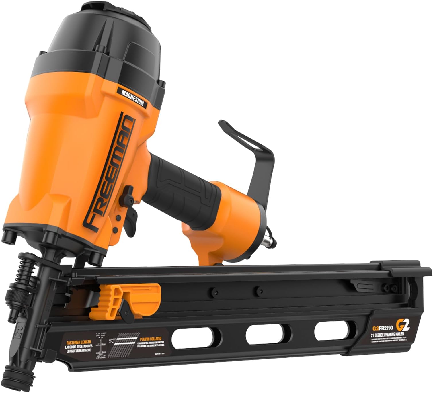 Freeman 2nd Gen 21 Degree Pneumatic Framing Nailer | 2" – 3-1/2” Nails | Dual Trigger, Anti-Dry-Fire, Depth Adjust, No Mar Tip | 7-Year Warranty | G2FR2190