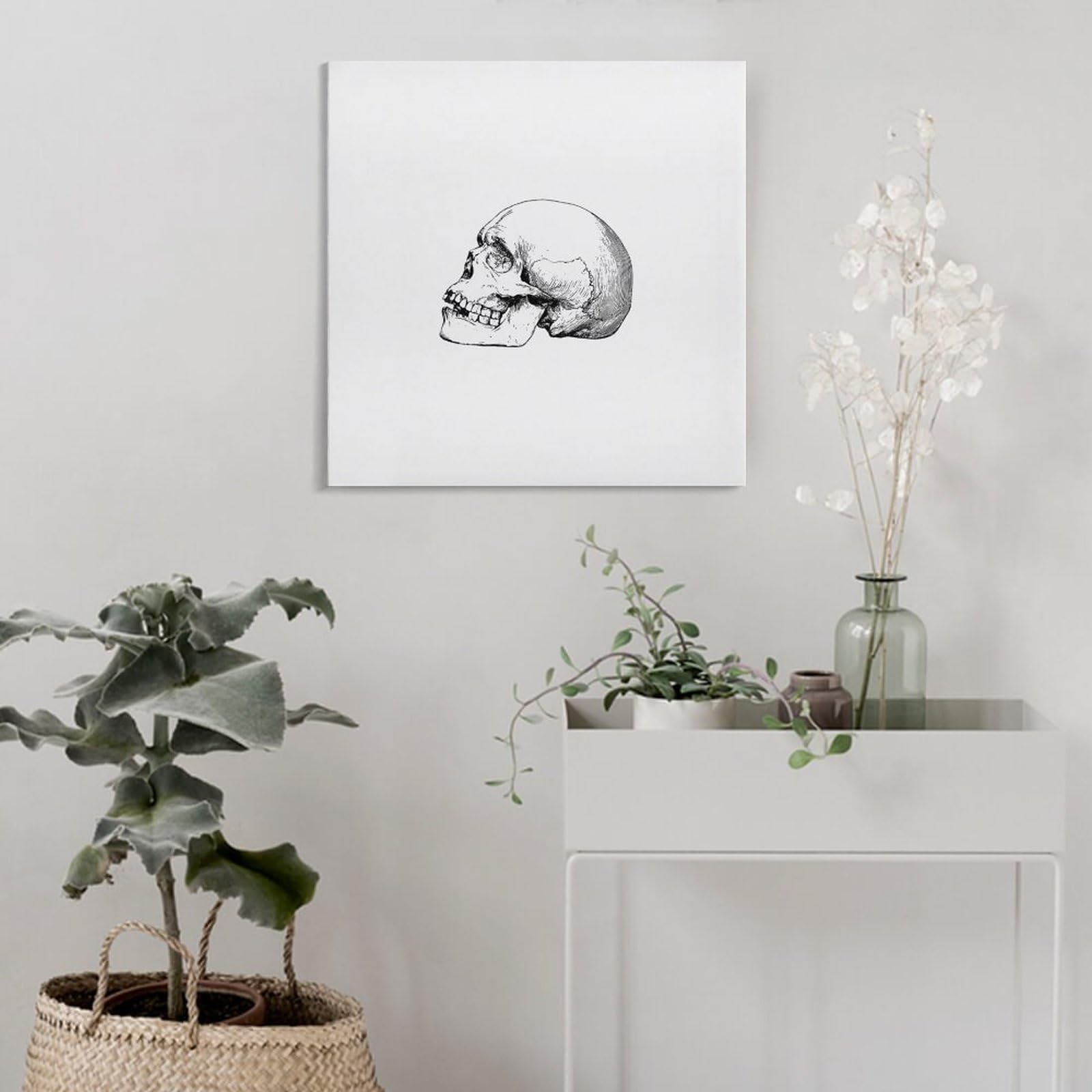 Amazon.co.jp: 絵画 人間の頭蓋骨インテリア 絵画 シンプルなペン画