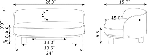 Miniatura 6 de Sofá para perro, camas para perros con cojín extraíble, sofá para mascotas con patas de madera maciza y respaldo de madera doblada, sofá para perros