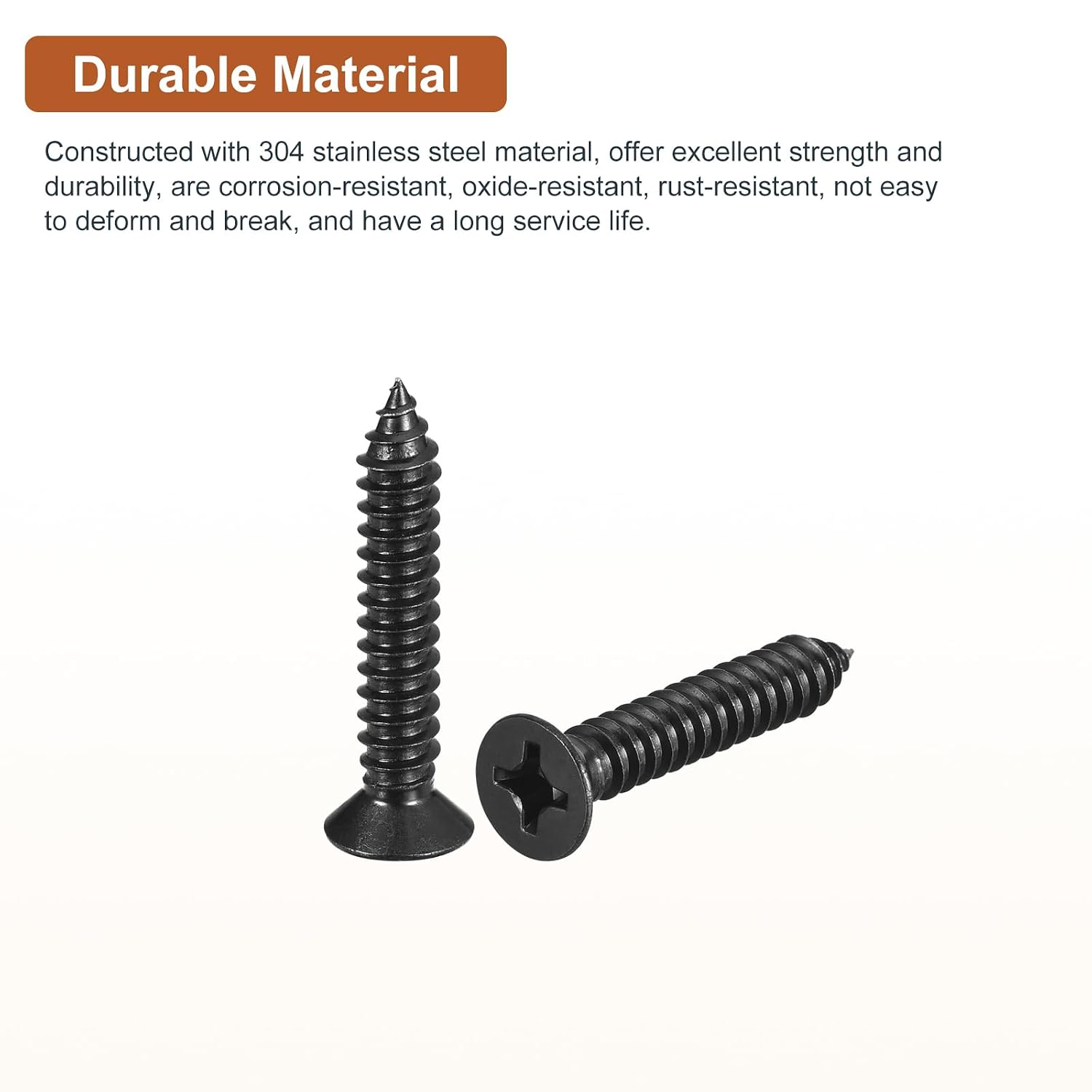 DTGN 100Pcs #14x1-3/4 Flat Head Wood Screws, 304 Stainless Steel Phillips Self Tapping Screws - Good for Woodworking, Furniture - Black