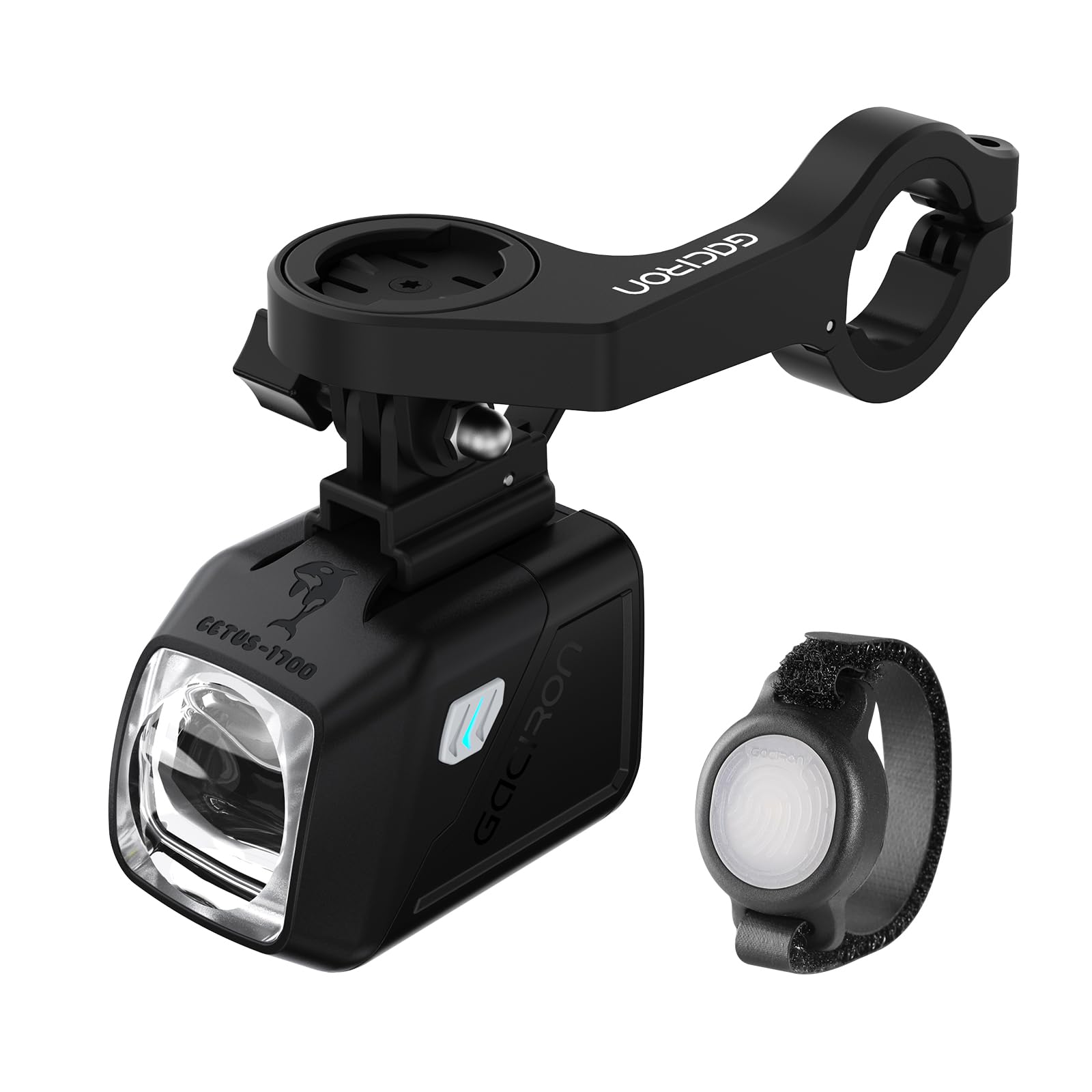 Gacirón Luz bicicleta delantera CETUS-1700,Diseño óptico con Haz Alto y Haz bajo,Luz bicicleta de aluminio aerodinámico y control remoto inalámbrico,Faro de bicicleta de 4200 mAh con 6 modos de brillo