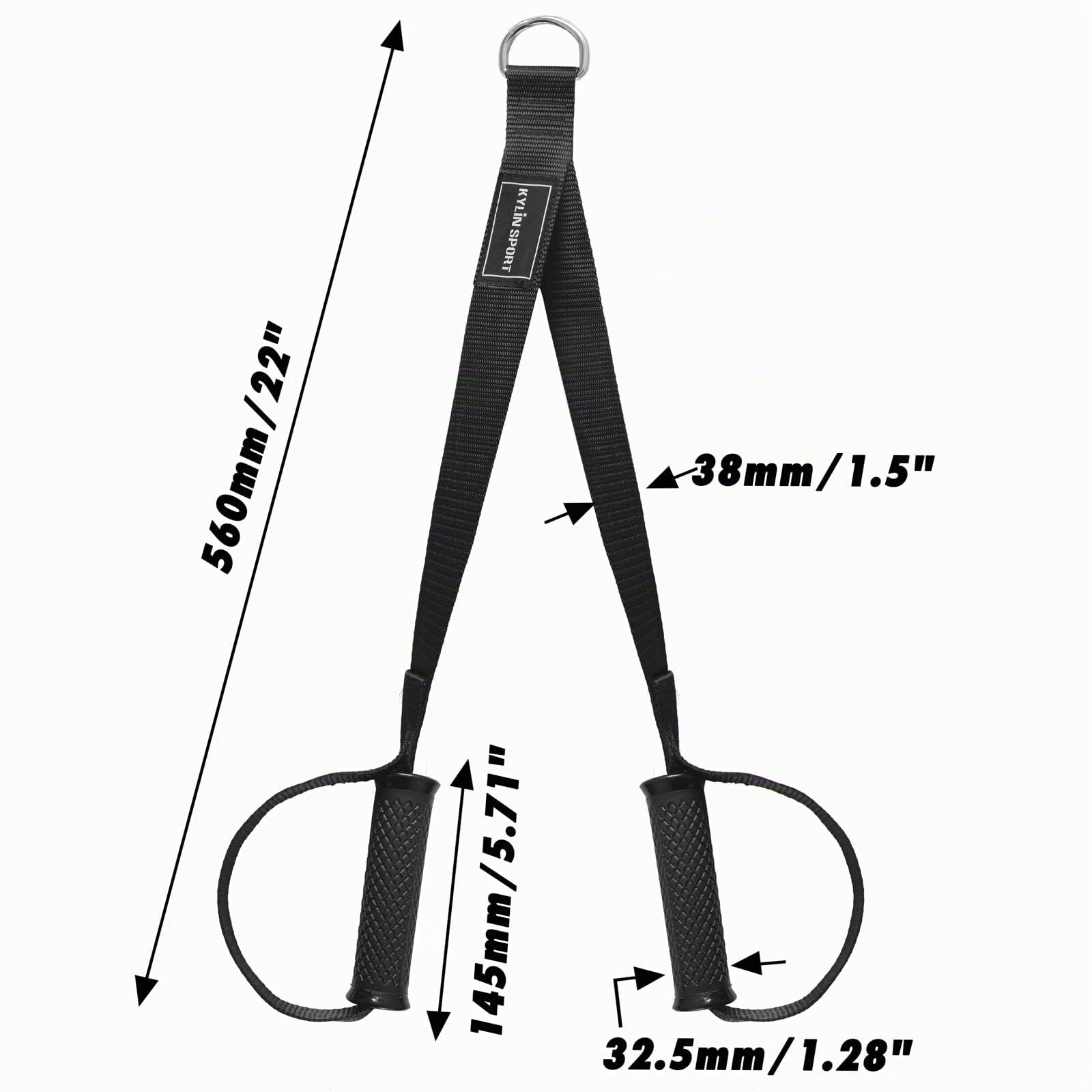 Longue poignée d'étrier avec mousqueton en métal pour câble de machine, bandes de résistance, poignées en silicone, sangle de fitness