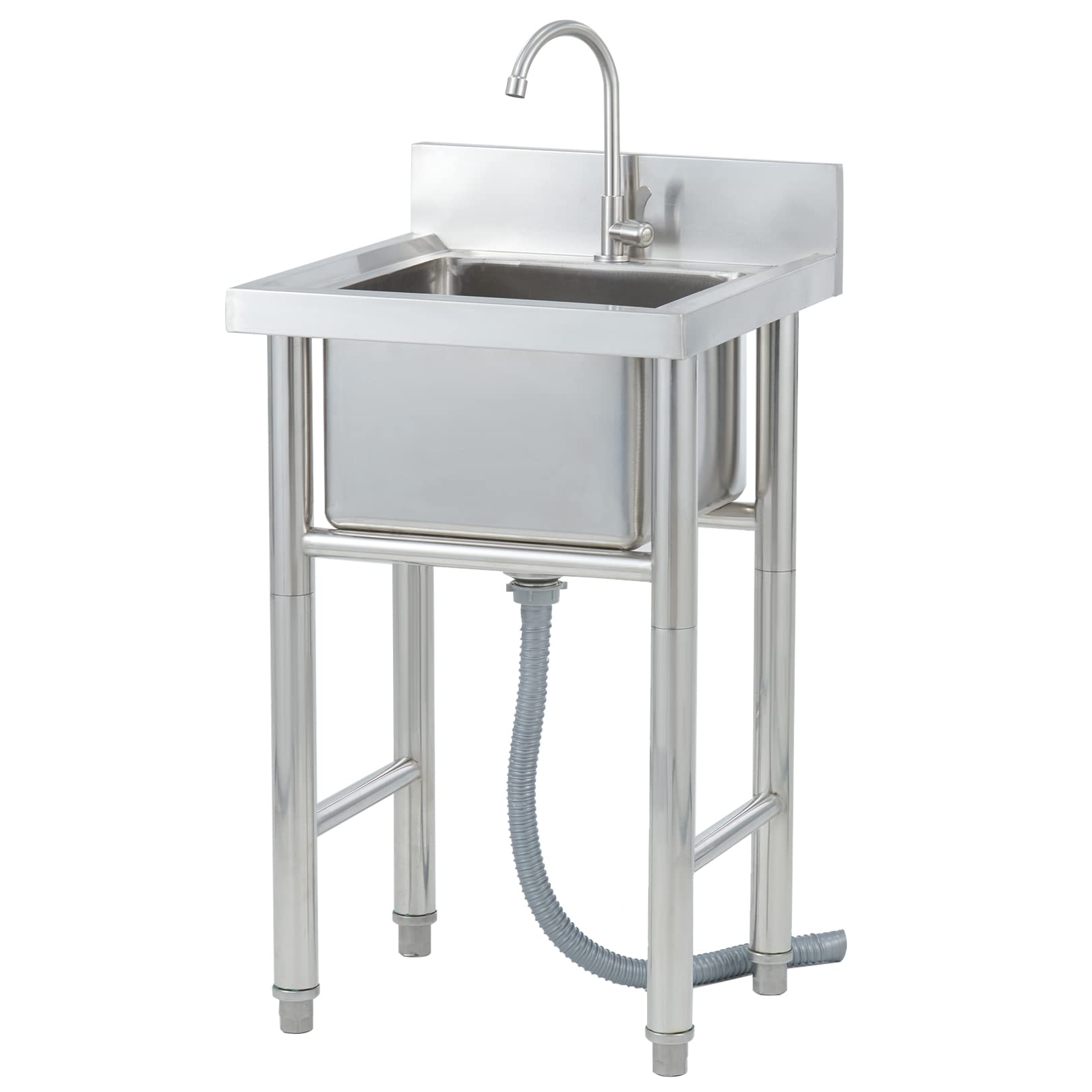 ZQFHSX Kitchen Sink Stainless Steel Commercial with Faucet - Large Capacity Sink, Utility for Outdoor Indoor Garage Laundry