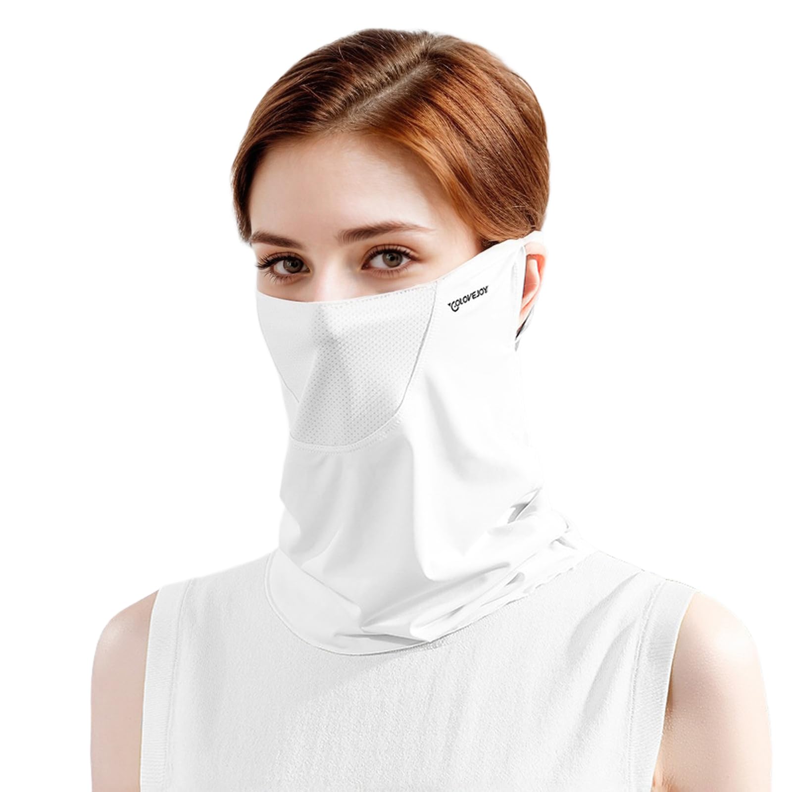 PROUDDEMON UPF 50+ UV Face Mask for Women & Men – Ice Silk Full Face Sun Shield Neck Gaiter, Breathable Cooling Veil for Outdoor Protection (White)