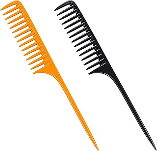 2Packs Wide Tooth Comb Rat Tail Combs for Wet Curly Hair, Premium Detangling Hair Brush Shower Comb, Anti Static Heat Resistant Teasing Combs Styling Comb Set for Women Men, Fit for All Kinds of Hair