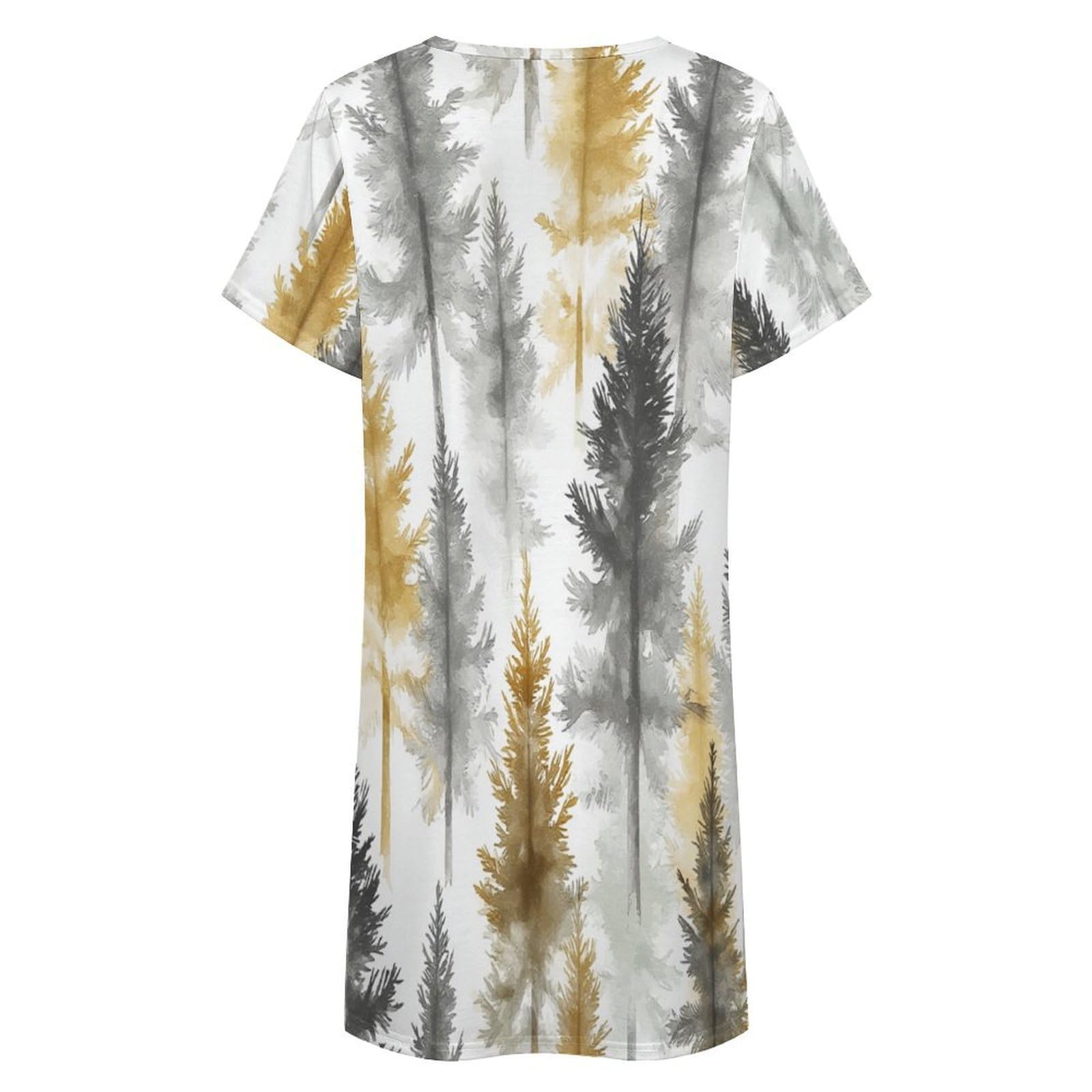 Camisones De Mujer - Paisaje Forestal Camisón De Manga Corta para Estar En Casa Tallas S-3Xl Holgado Largo Suave para El Verano.
