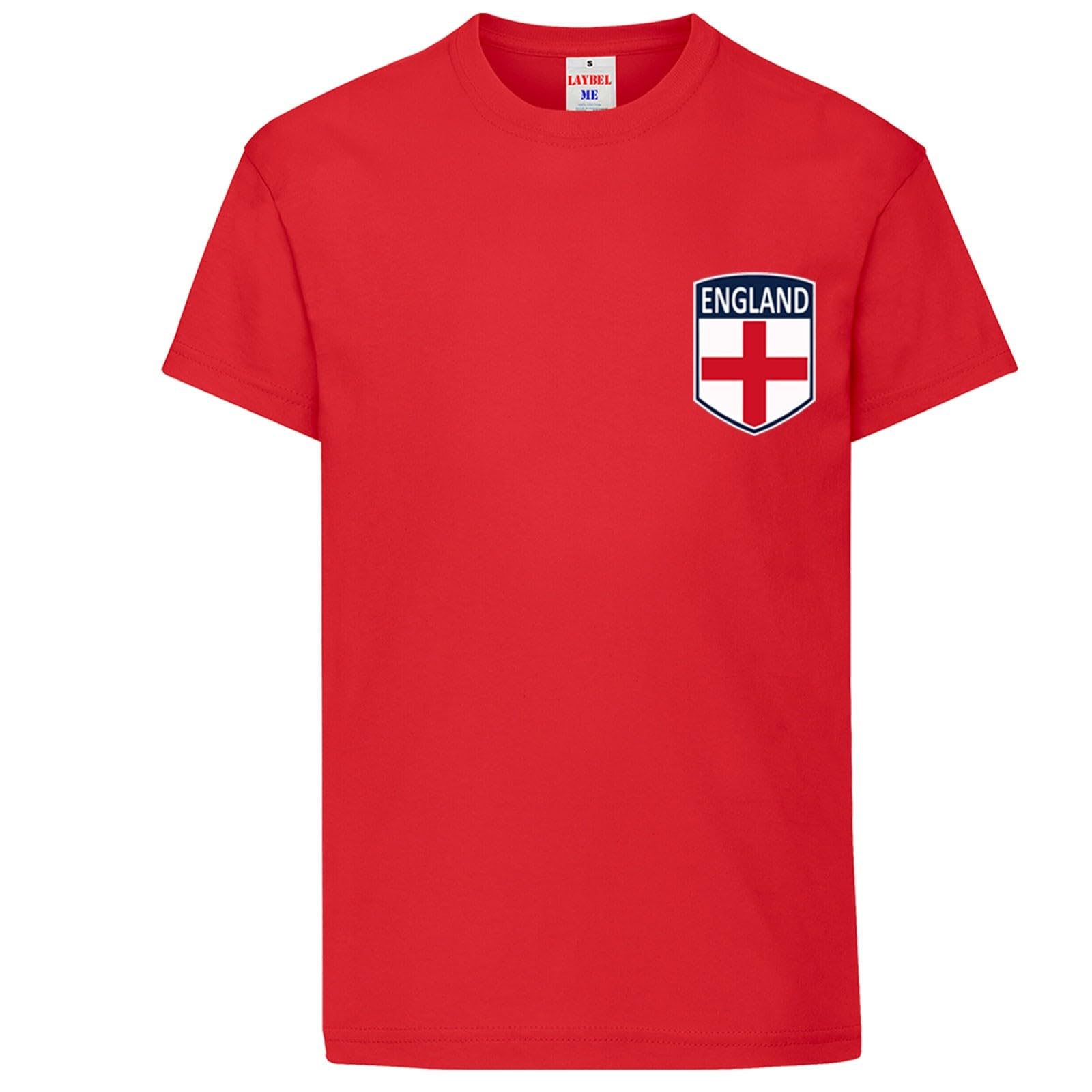World Football 2026 England Kids Adult T Shirt Soccer Fan Graphic Unisex Top Men's England Flag Badge TEE Red