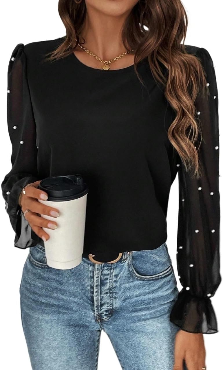 Women's Classic-Fit Shirt Flounce Sleeve Blouse