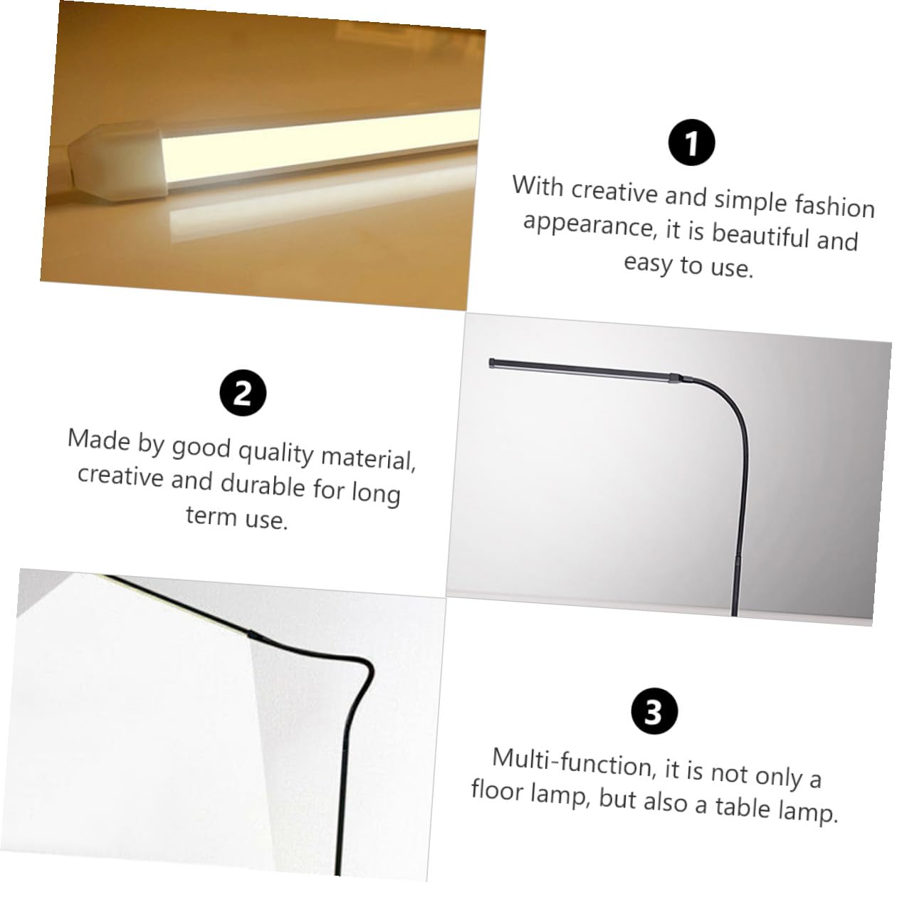 WOONEKY Lámpara de Lectura LED de Brazo Largo con Clip, Negro | Cuello de Cisne Flexible, 1 Juego, Aluminio E Hierro, Luz sin Deslumbramiento Parpadeo