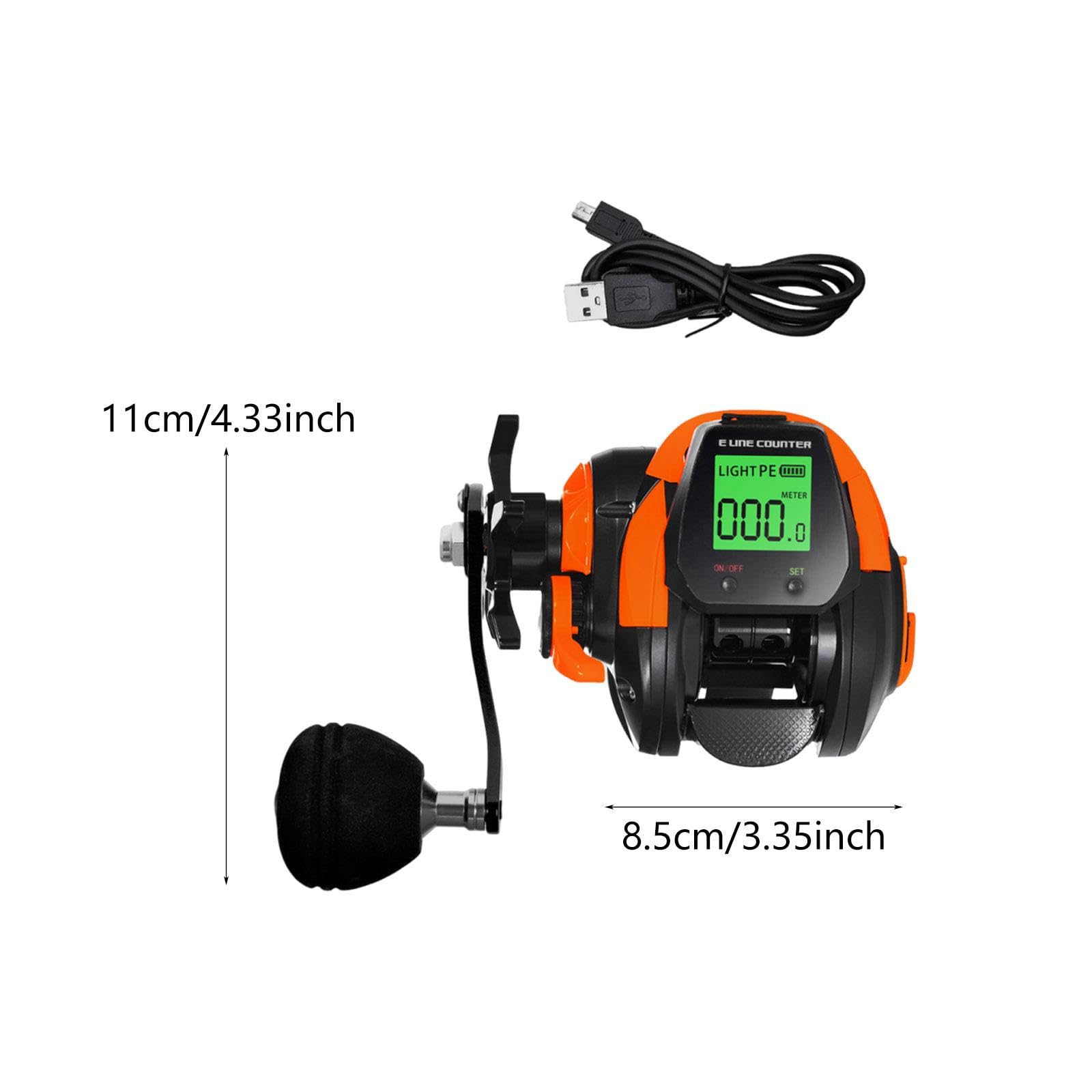 Mulinello da Pesca Elettrico Ricaricabile Tramite USB per acque Profonde, Frizione da 10 kg, Accessori, Funzione di Memoria di profondità,