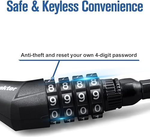 Miniatura 4 de NDakter Cerradura de cable de muelle, combinación reiniciable de 4 dígitos de 0.315 in, 6 pies antirrobo resistente a la intemperie para kayak,