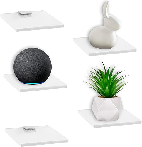 Z metnal Estante pequeño Flationg, mini estantes transparentes de 4 pulgadas, estantes arílicos, estantes de exhibición invisibles para altavoces