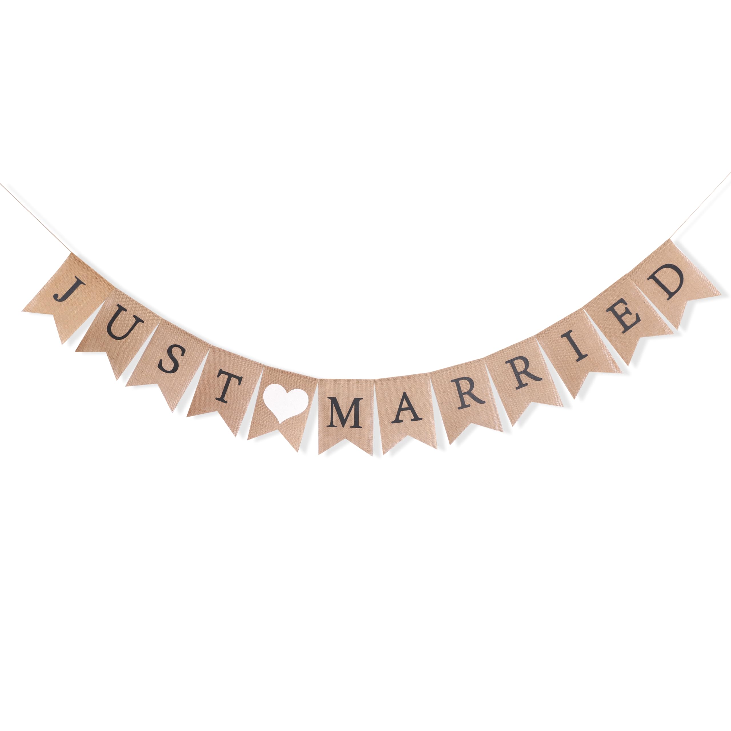 Just Married Burlap Banner - Bridal Shower Decorations,Wedding Party Photo Backdrop,Just Married Wall Hanging Banner,Rustic Engagement Wedding Decorations