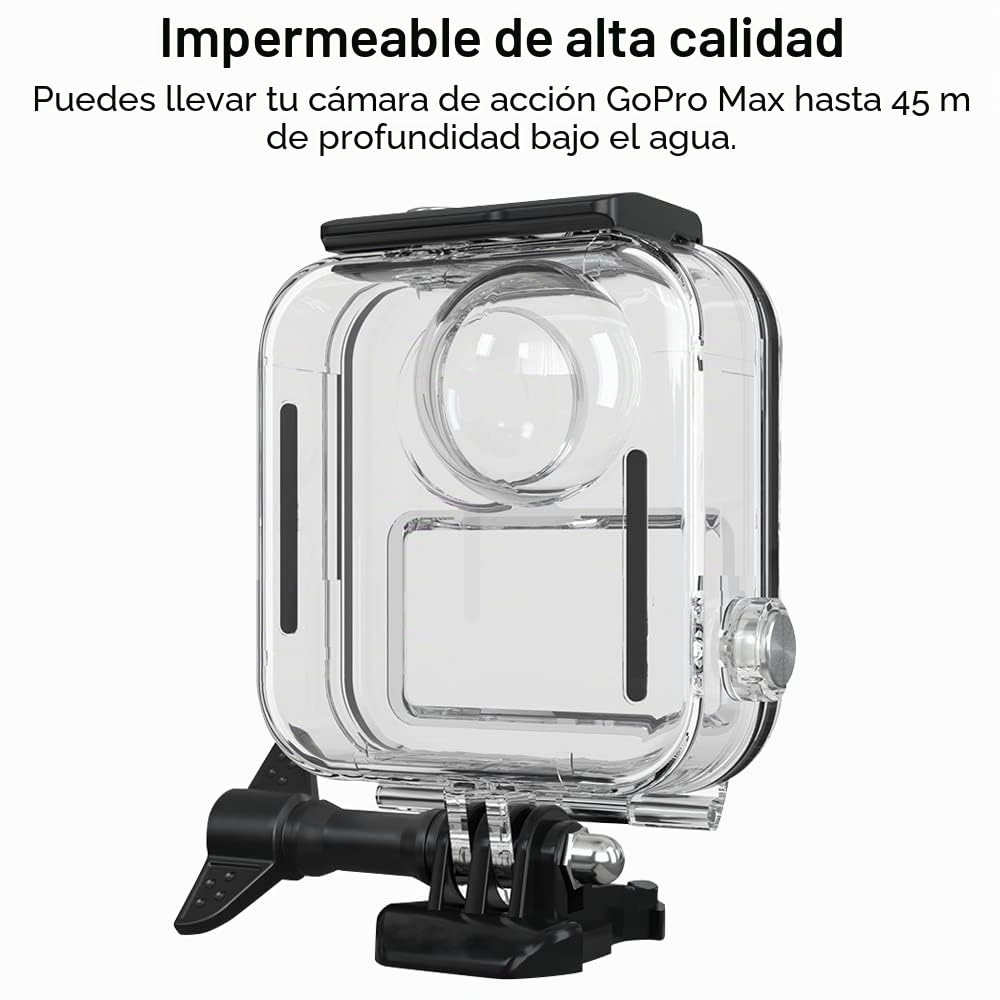 Caja de Carcasa Impermeable para Gopro MAX Acción Cámara, Carcasa Protectora de Buceo bajo el Agua 30M con Soporte Accesorios