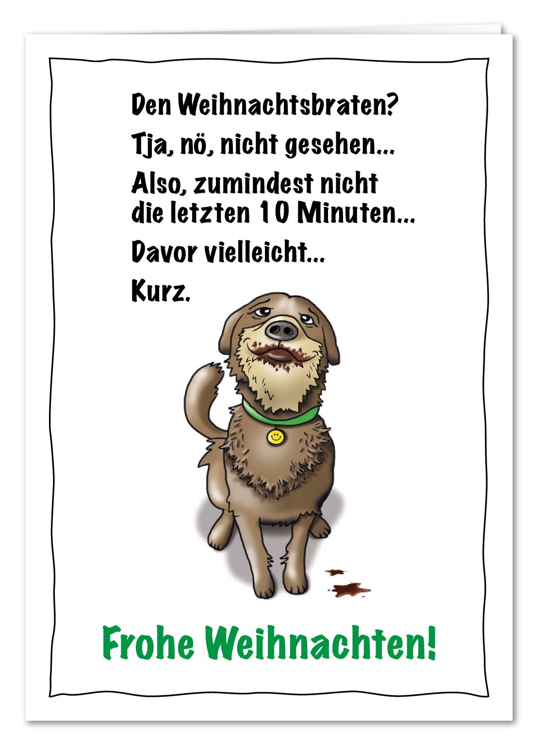 Lustige Weihnachtskarte Vom Hund – Humorvoll Für Hundebesitzer (blanko Innen, 20,3x13,5 Cm)