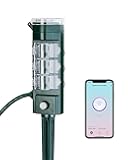 Outdoor Smart Plug Waterproof with 6 Outlets,WiFi Power Stake Timer 6Ft Cord,Outdoor Outlet Timer for Halloween/Christmas Lights,Compatible with Alexa & Google Assistant, Voice Control,ETL Listed