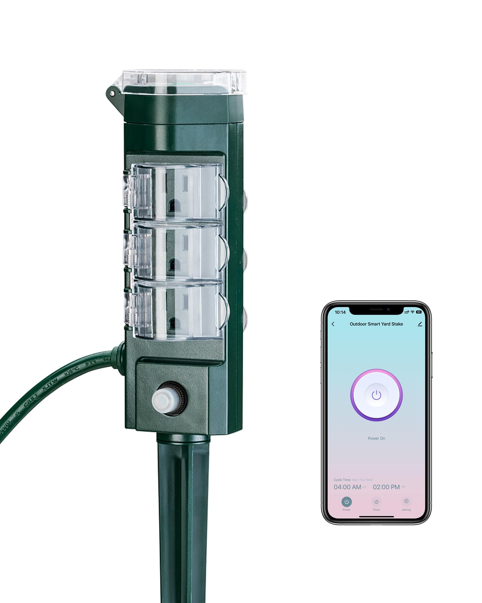 HBN Outdoor Smart Plug Waterproof with 6 Outlets WiFi Power Stake Timer 6Ft Cord Outdoor Outlet Timer for