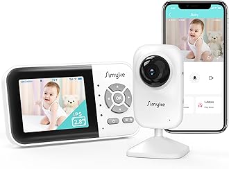 Simyke Upgrade Video Baby Monitor,WiFi Baby Camera,2.8" Display and App Control,1200ft Long Range,2 Way Talk,Auto Night Vision,Sound Alert,VOX,Temperature Sensor 5 Lullabies Feeding Remind,Home Use