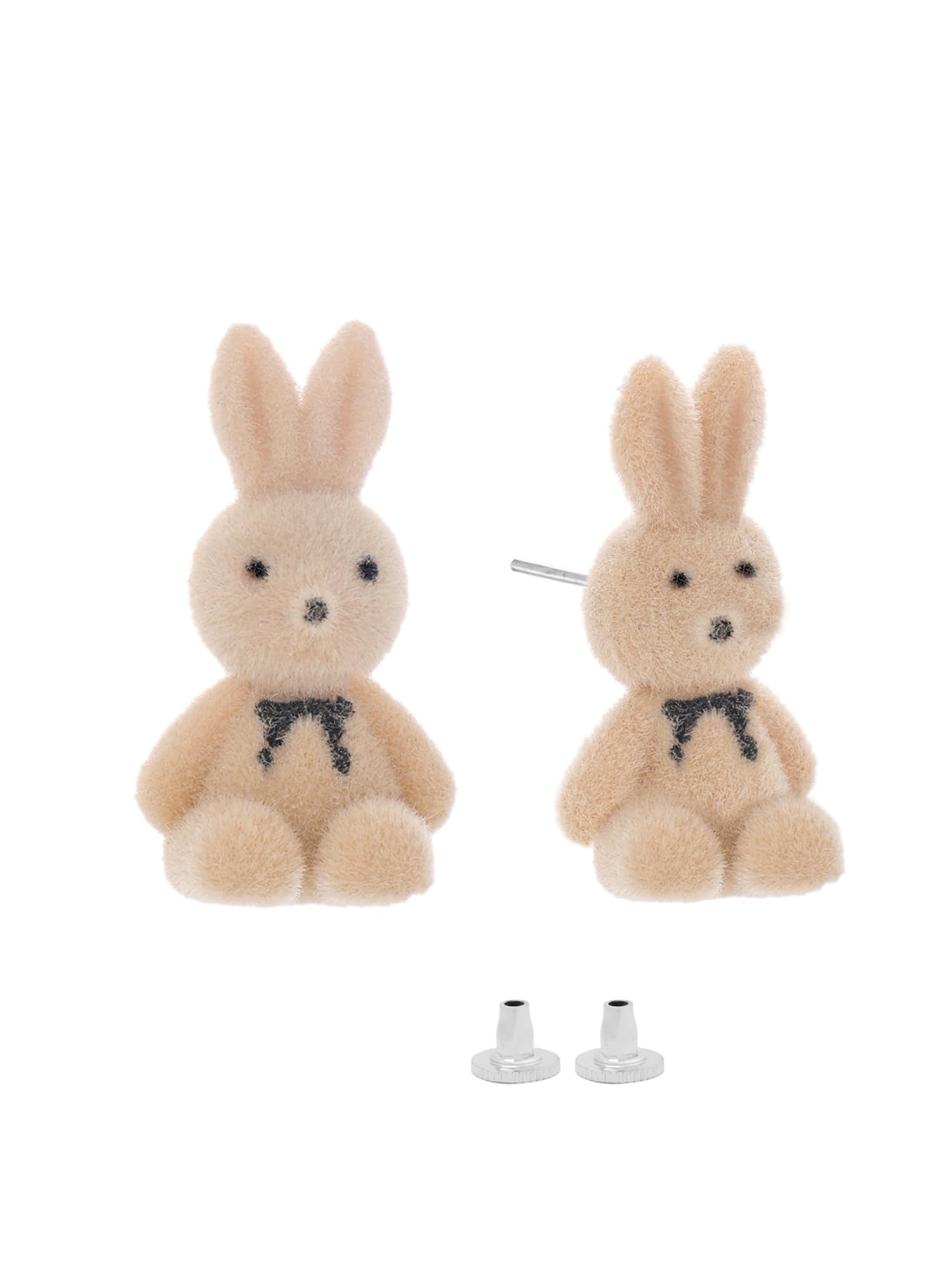 Yellow Chimes Earring For Women dramatic Light Brown Rabbit Shape Soft Cloth Material Small Stud Earrings For Girls and Womens