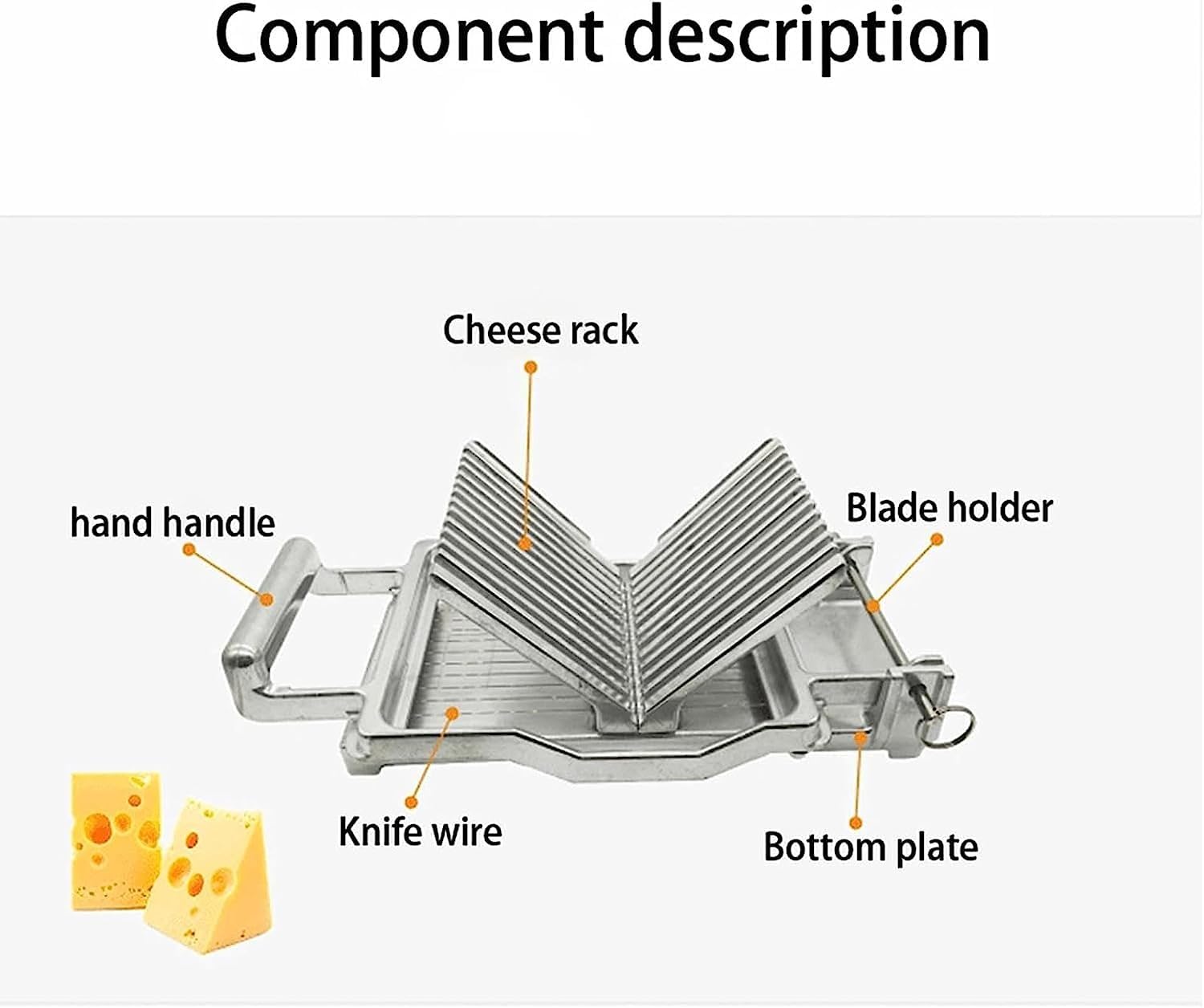 Affettatrice for Formaggio Commerciale con Lame da 1 cm e 2 cm, in Acciaio Inossidabile, for Formaggio, Burro, Toast e Carne