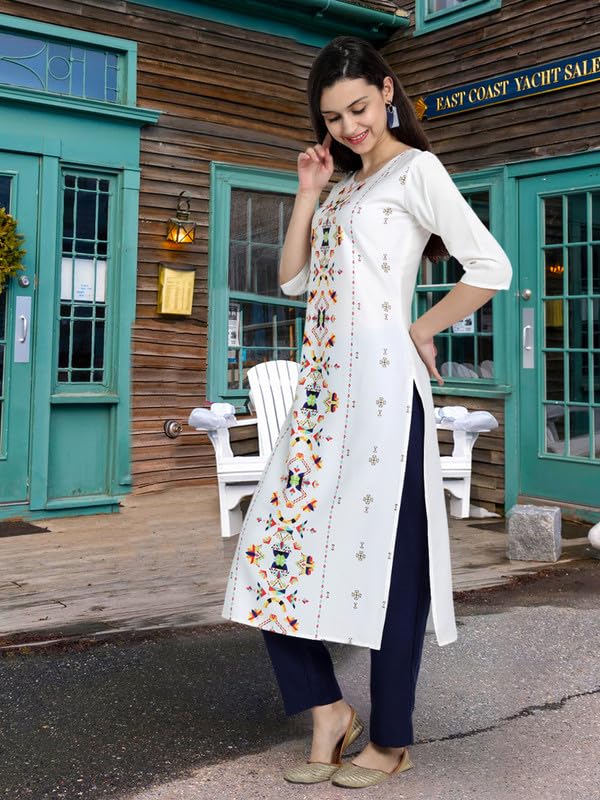 Pinkmint Women's Printed Kurti For Women's Round Neck Straight Kurti For Women (Pack Of 5)