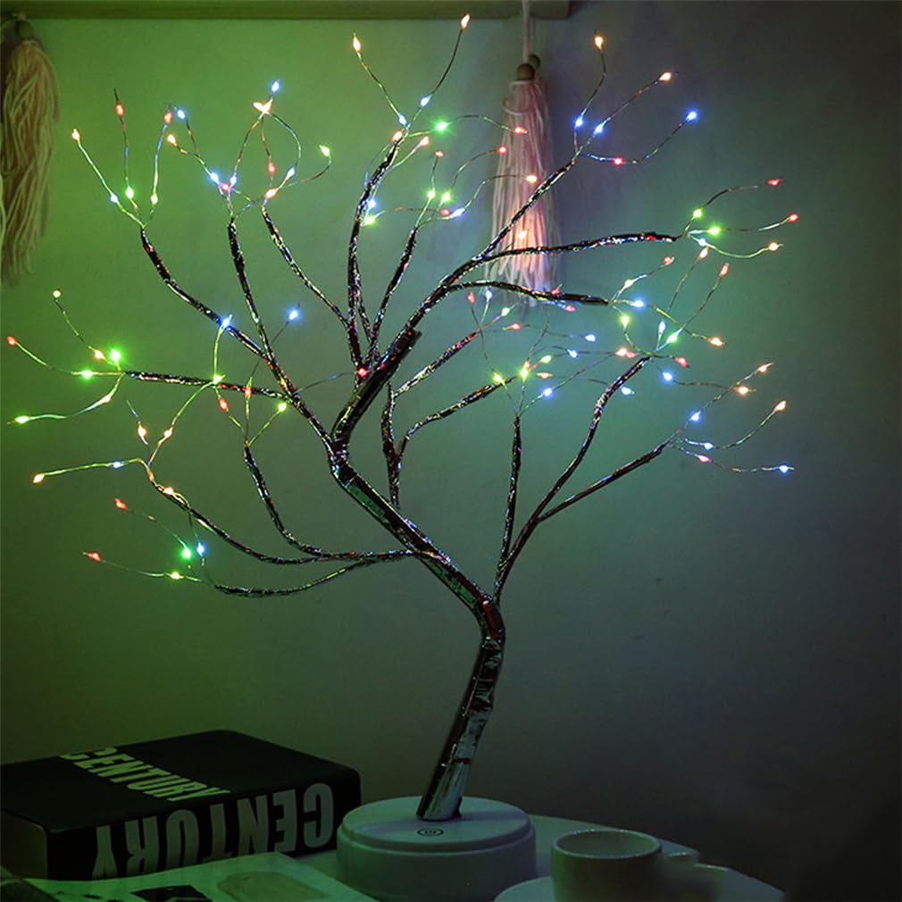 HADAVAKA Tree Branch Lights - LED Bonsai Lights with 108 Colourful Pearls, USB or Battery Operated, Adjustable Decorative Branches for Bedrooms & Office