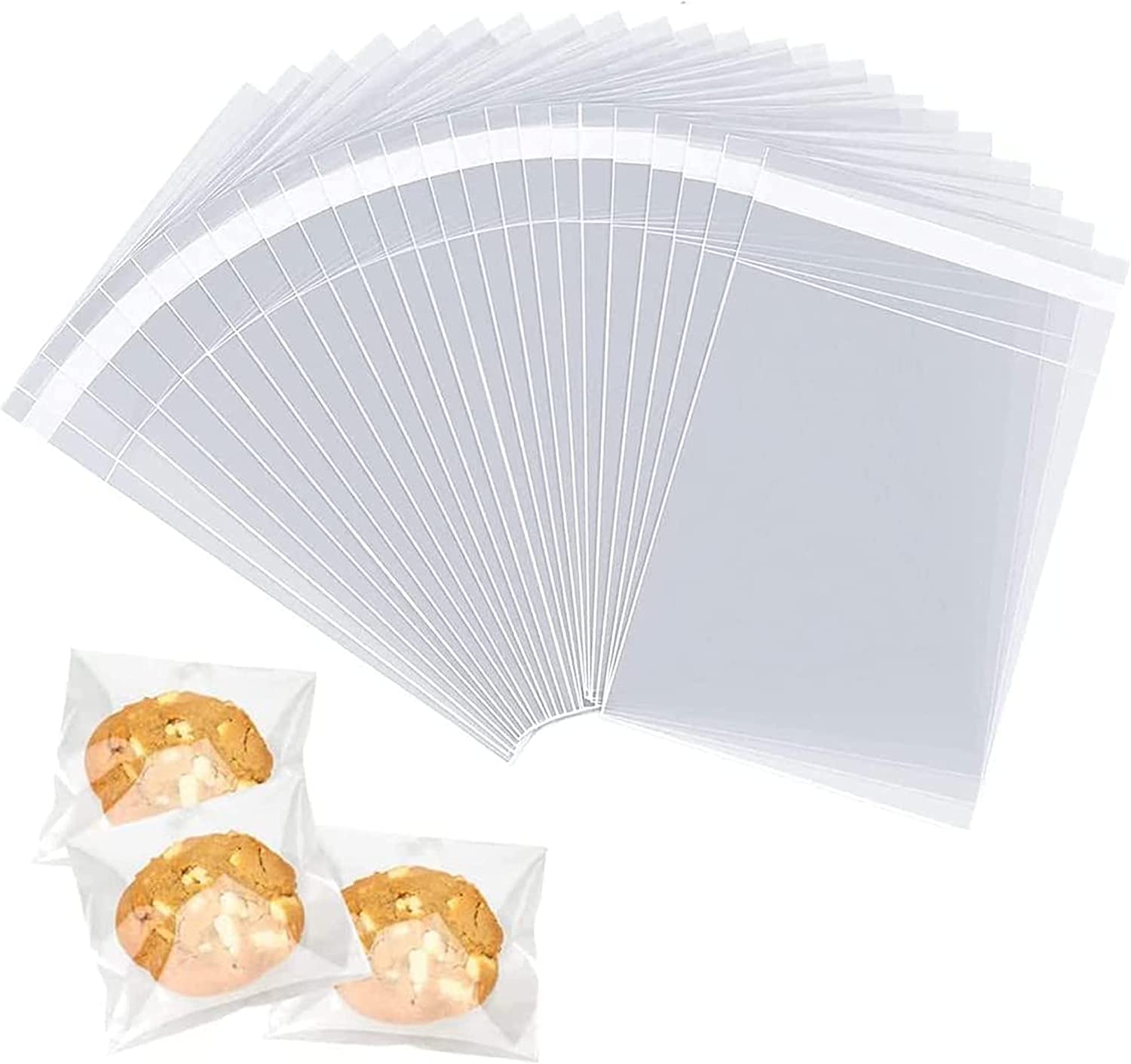 50 Sacchetti In Cellophane Autosigillanti 12,7 X 17,8 Cm – Trasparenti OPP Per Biscotti, Dolci E Regali Fai Da Te