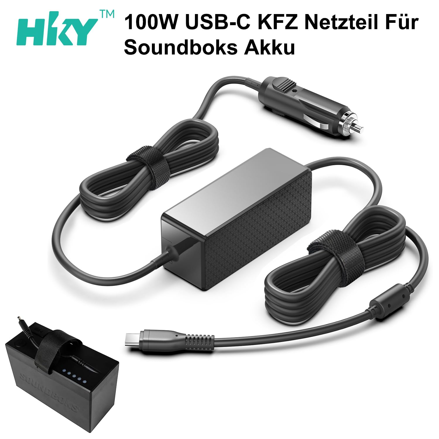HKY 100W USB C 12V-24V Fahrzeug Schnellladegerät für Starlink Mini, Soundboks Lautsprecher