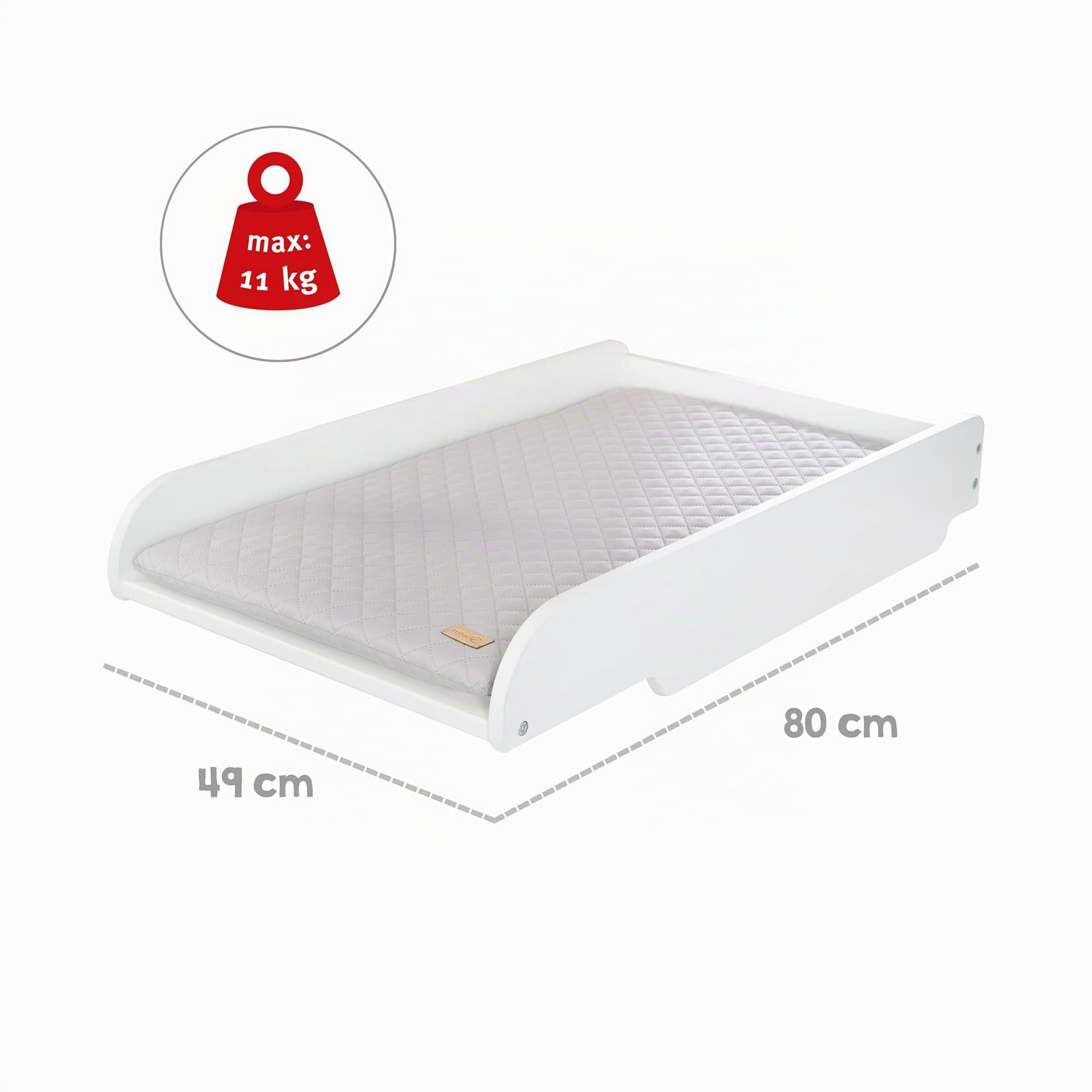 roba Lit Bébé Cabane 60x120 cm avec Plan et Matelas à Langer - Convertible et Réglable en Hauteur - Blanc