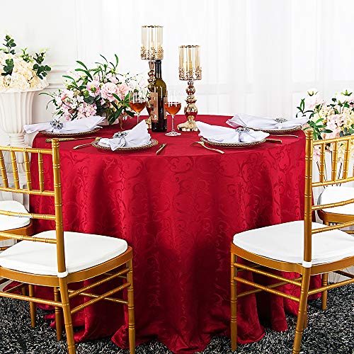 Wedding Linens Inc. 90 Inch Round Versailles Chopin Jacquard Damask Polyester Tablecloths Table Cover Linens for Restaurant Kitchen Dining Wedding Party Banquet Events - Apple Red