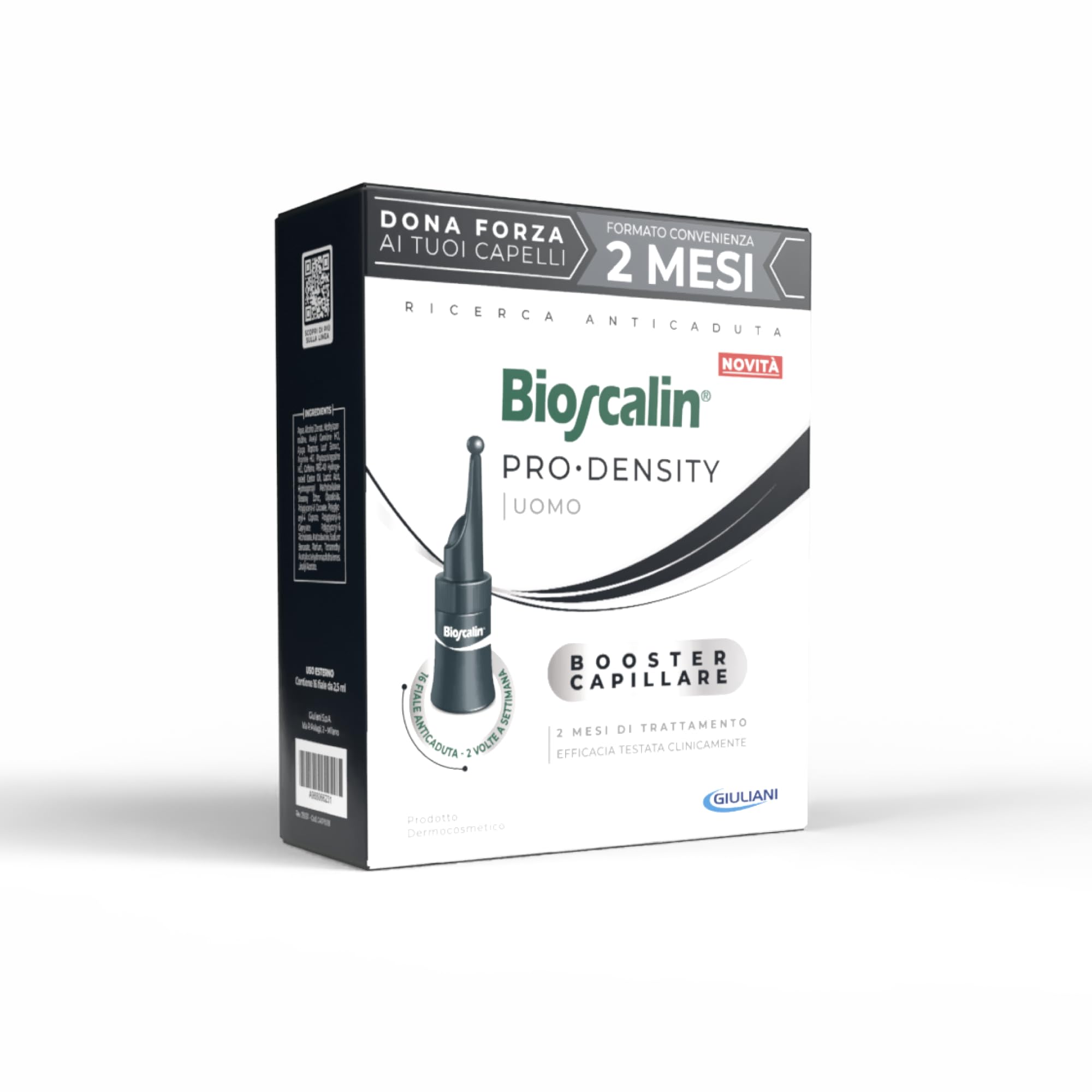 Bioscalin PRO•DENSITY Uomo, Booster Capillare, 2 Mesi di Trattamento, 2 Volte a Settimana, 16 Fiale da 2,5 ml