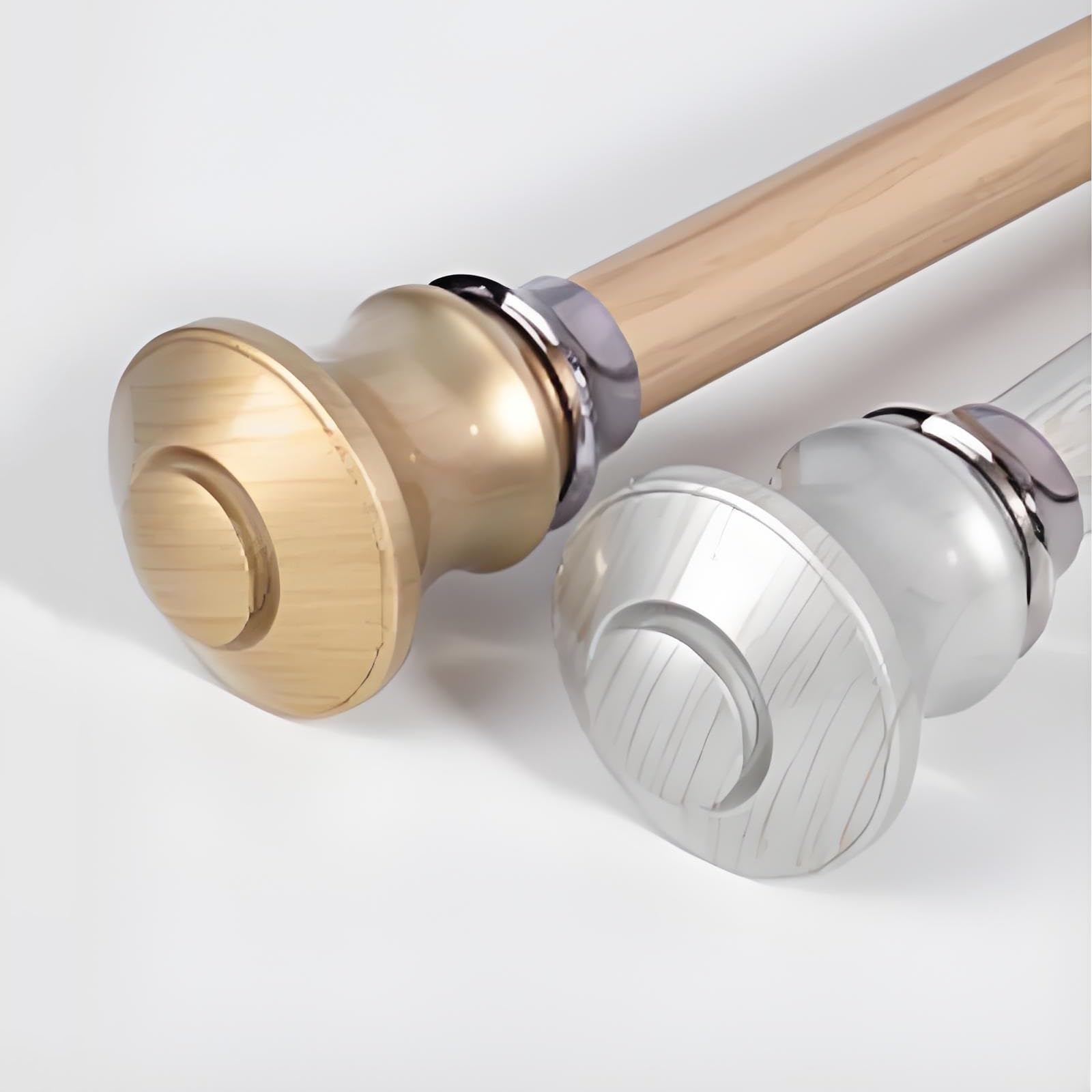 Tringle À Rideaux De 28 Mm De Diamètre Rail De Rideau Avec Finition Grain De Bois Et Embouts Décoratifs(Silver-a,200cm(100cm*2))