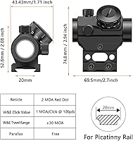 Vista 5 de MidTen Mira de punto rojo de 2MOA 1x25mm, mira réflex impermeable y a prueba de golpes y niebla, alcance de punto rojo con montaje elevado de 1 Negro