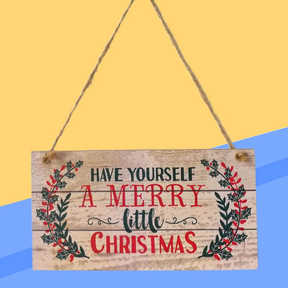 Beavorty Adorno Colgante Navideño de Madera para Puerta 20x10 Cm Diseño Brillante para Adorno Navideño en Fiestas y Entrada
