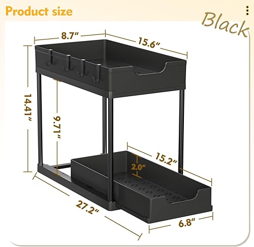 Miniatura 4 de YFXCVSL Organizador para debajo del fregadero, organizador de baño extraíble y almacenamiento, organización de gabinete de baño doble deslizante