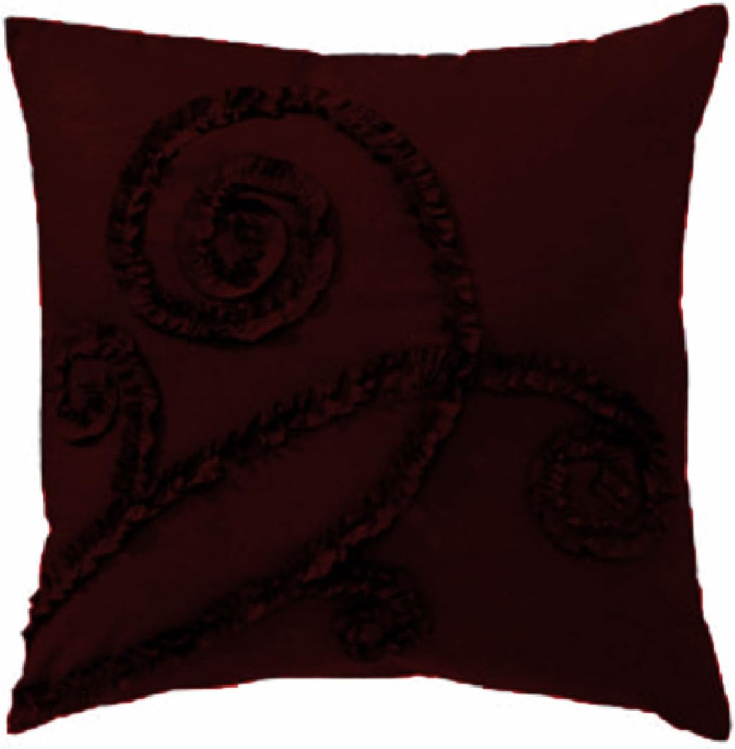 1 Pair Designer Ruffle Pillow Sham Egyptian Cotton 500tc Wine Square (16 x 16 inch)
