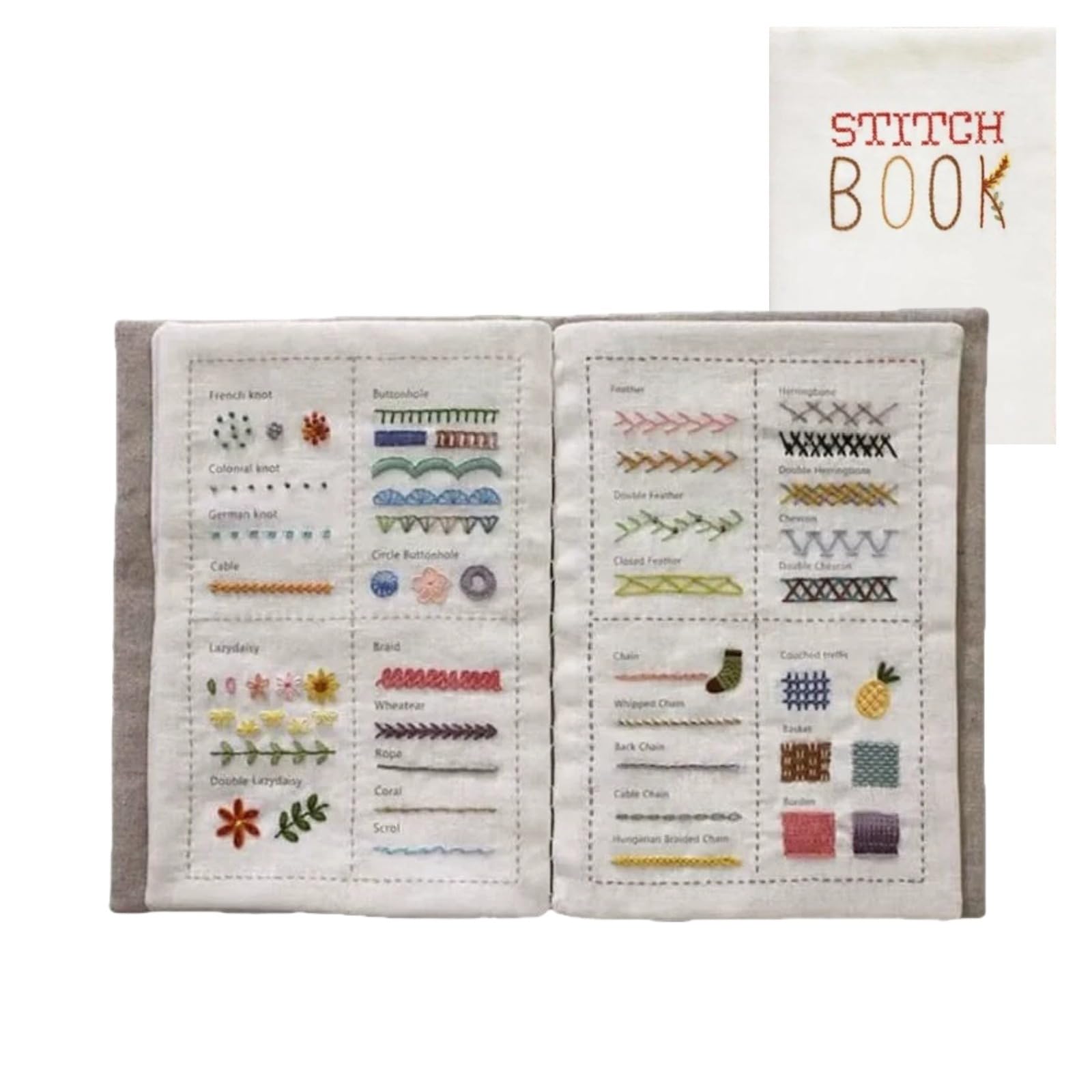 Embroidery Stitches Book, Stitch Book, Enthusiasts & Beginners Embroidery Instructions Book for D-IY Sewing Kit, Embroidery Sampler Book