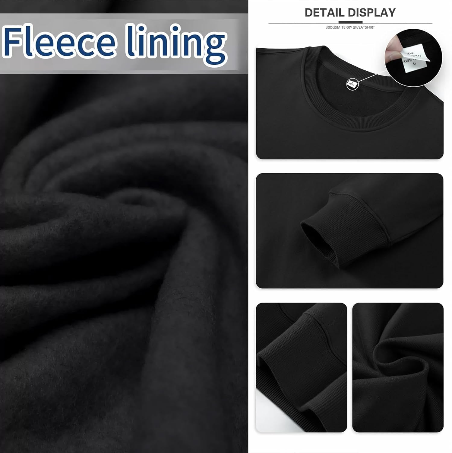 Men's Crewneck Sweatshirt Long Sleeve Fleece Sweatshirts Breathable Crew Neck Pullover Sweatshirts - Image 6